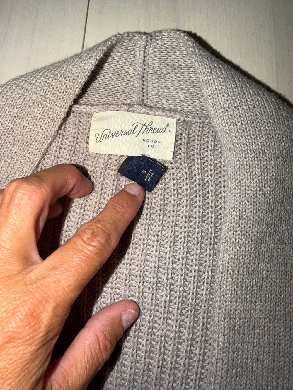 Universal Thread Taupe Open-Front Ribbed Cardigan - Picture 2 of 2
